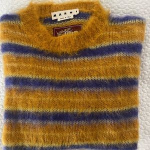 Marni Men’s Mohair yellow and purple sweater. Size 50 (it) US 40 ( L )